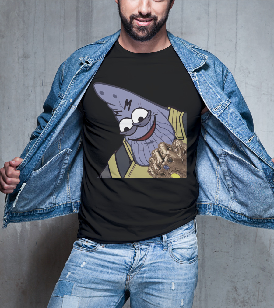 Thanos Mashup With Cartoon Character Holding Infinity Gauntlet T-Shirt