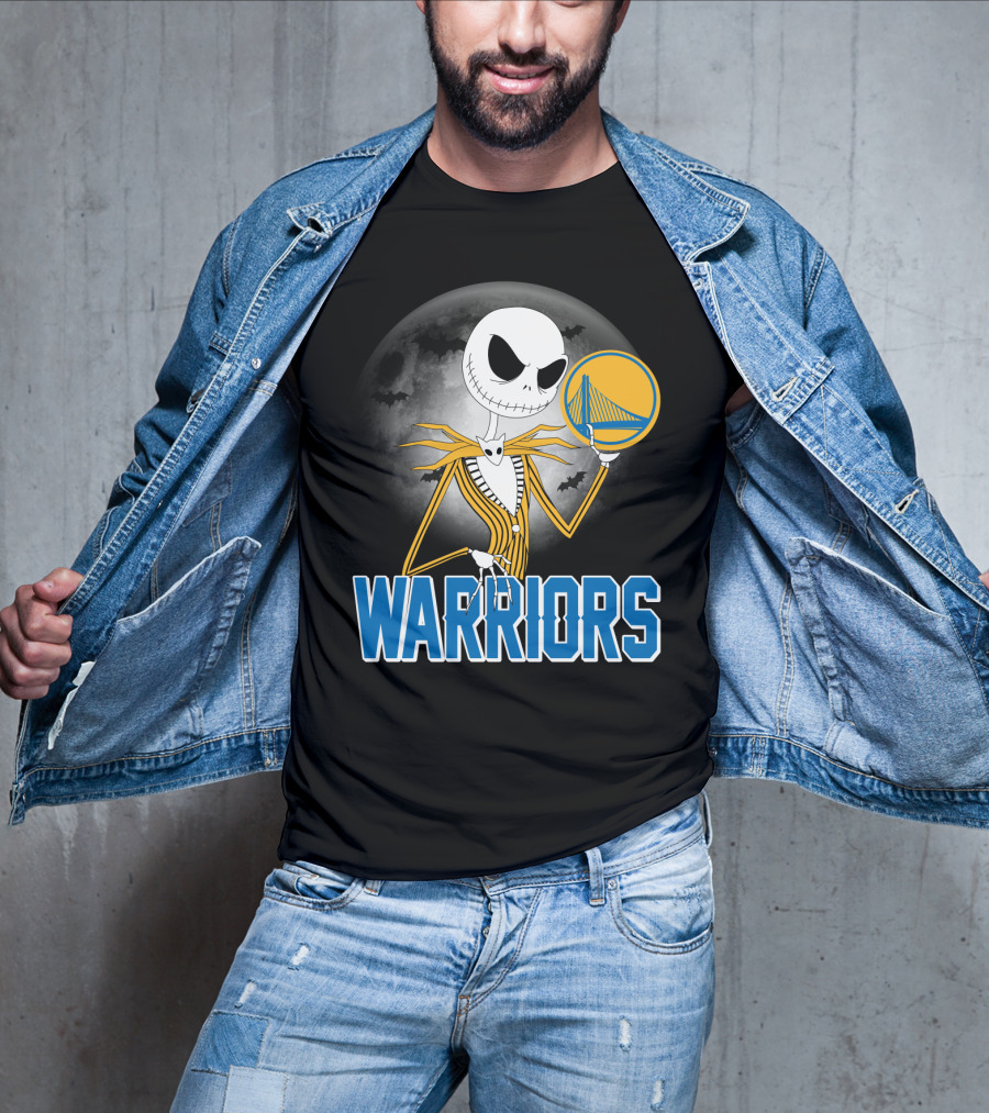 Jack Halloween Warriors Golden State Fan Basketball Moon Scene T-Shirt