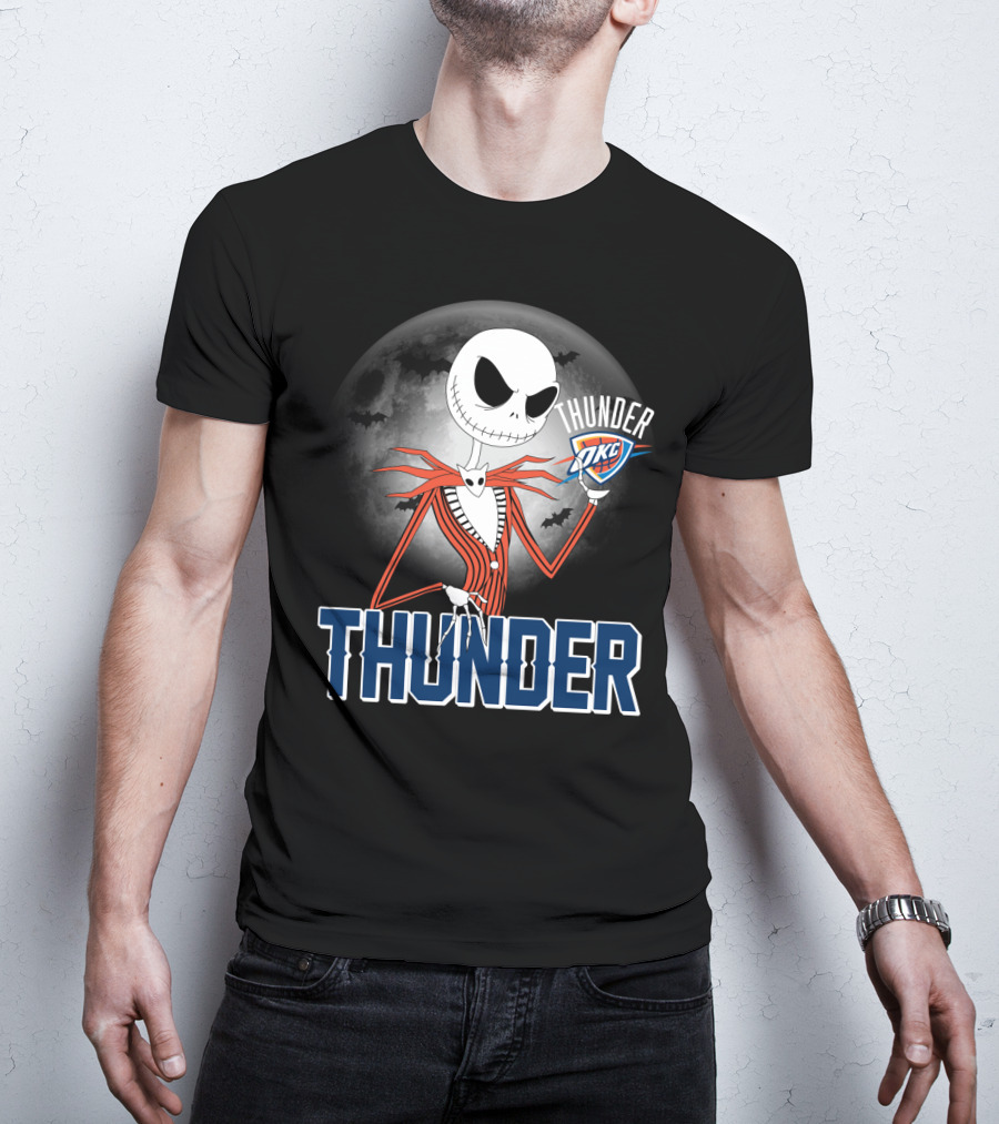 Jack Thunder Halloween Oklahoma City Okc Fan Moon Bats T-Shirt