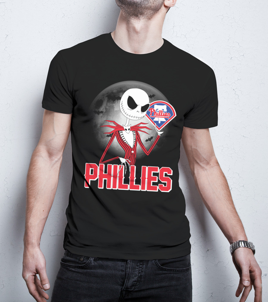 Phillies Halloween Moon Jack Skellington Crossover T-Shirt
