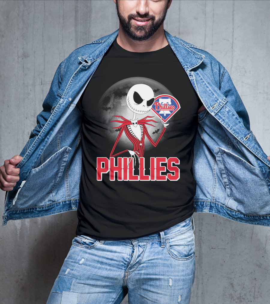 Phillies Halloween Moon Jack Skellington Crossover T-Shirt