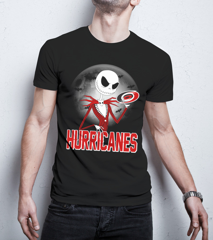 Jack Skellington Carolina Hurricanes Halloween Moon T-Shirt