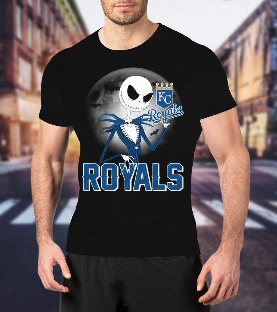 Jack Skellington Halloween Kansas City Royals Moon T-Shirt