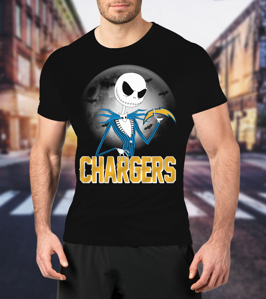 Jack Skellington Halloween Los Angeles Chargers Moonlight T-Shirt