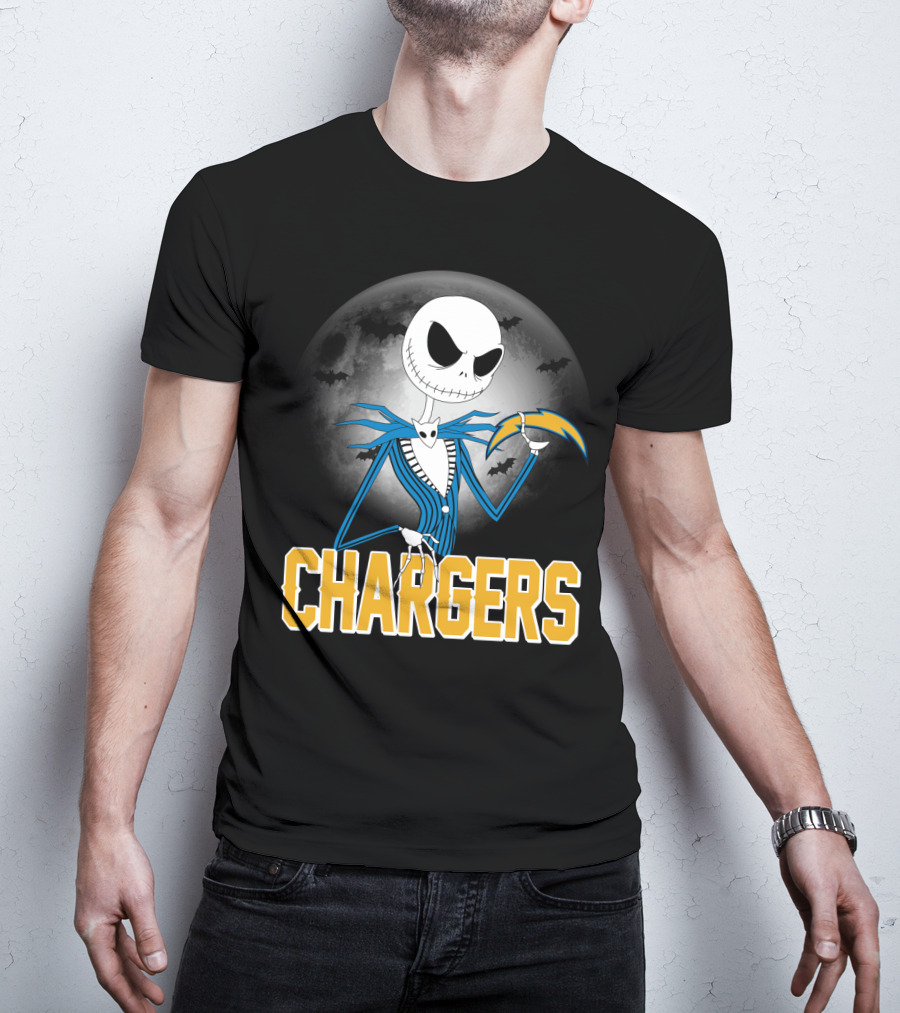 Jack Skellington Halloween Los Angeles Chargers Moonlight T-Shirt
