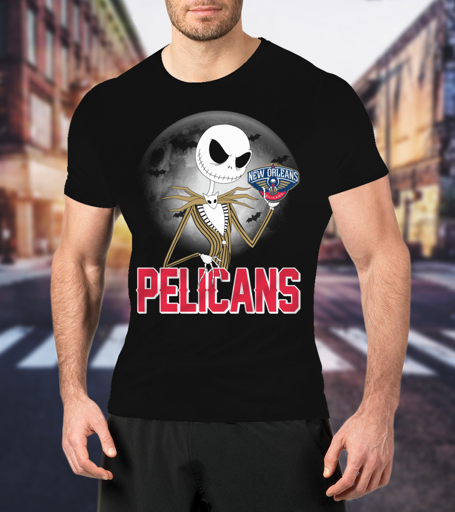 Jack Skellington Halloween New Orleans Pelicans Basketball T-Shirt