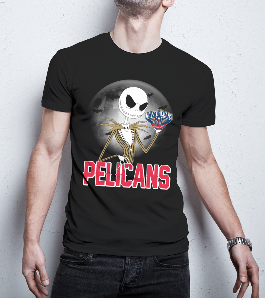 Jack Skellington Halloween New Orleans Pelicans Basketball T-Shirt