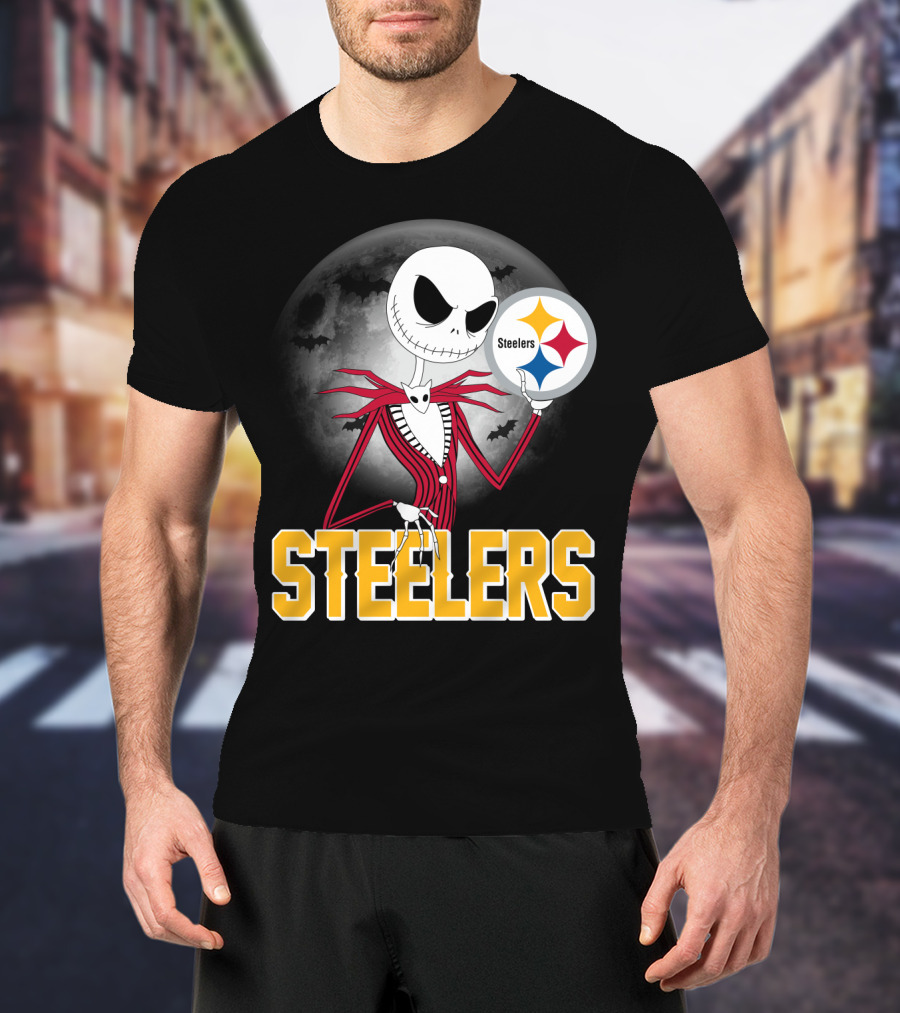 Jack Skellington Steelers Halloween Moon T-Shirt