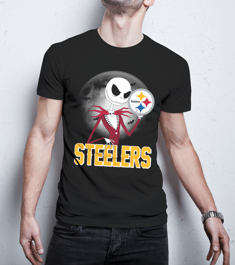 Jack Skellington Steelers Halloween Moon T-Shirt