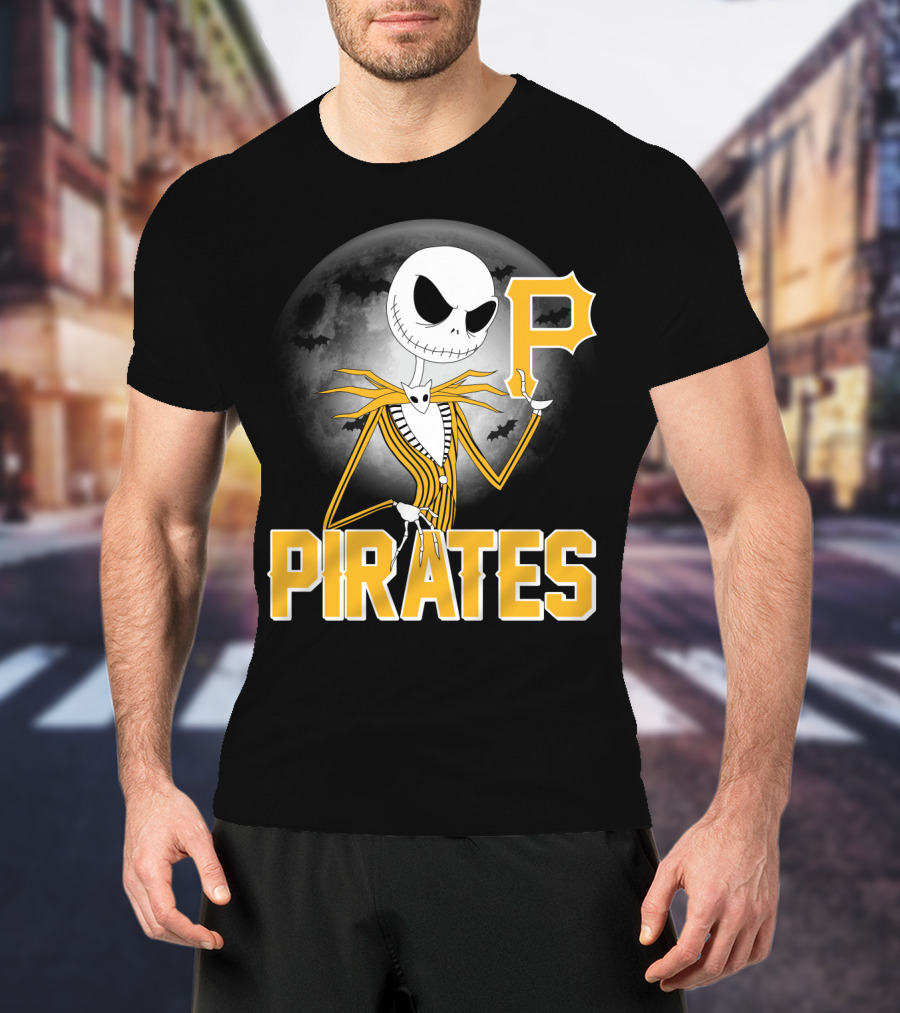 Jack Skellington Halloween Pittsburgh Pirates Spooky Night MLB Collaboration T-Shirt