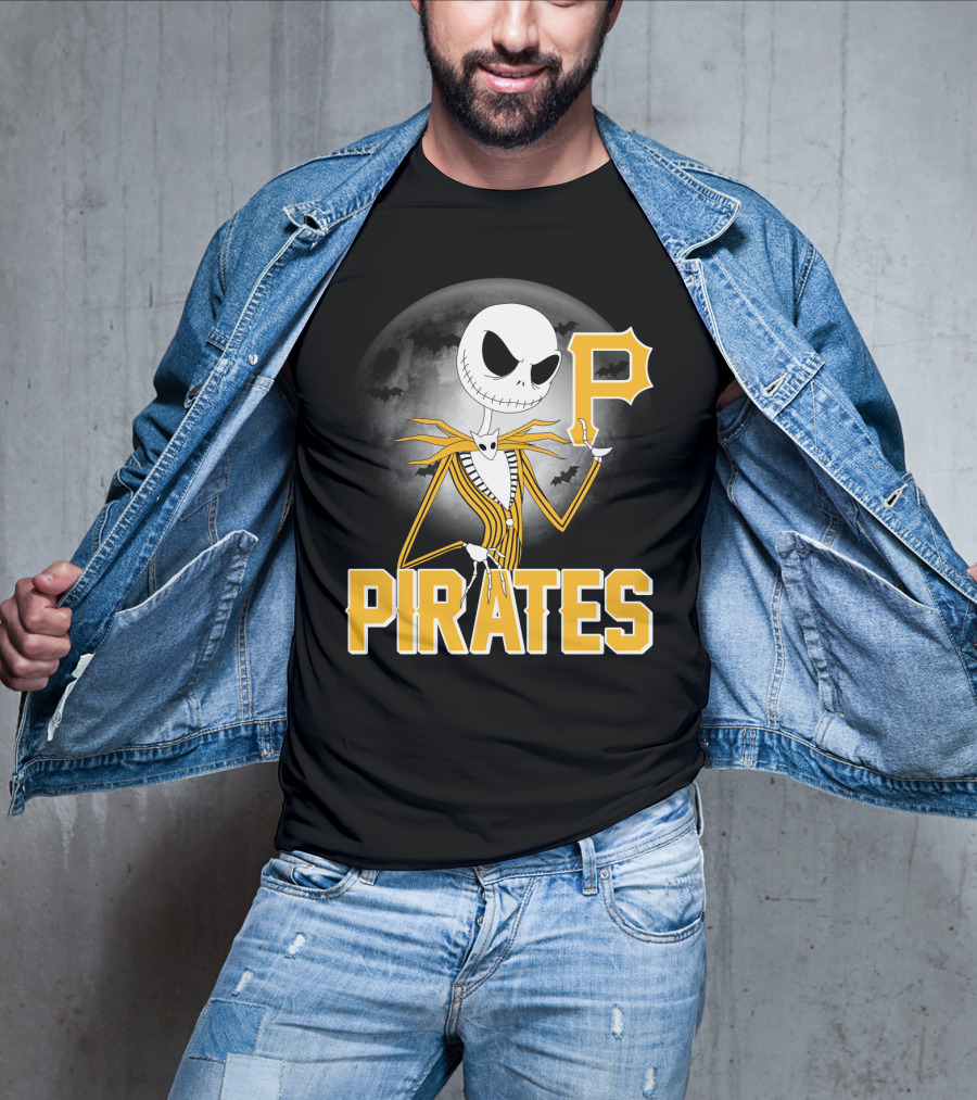 Jack Skellington Halloween Pittsburgh Pirates Spooky Night MLB Collaboration T-Shirt