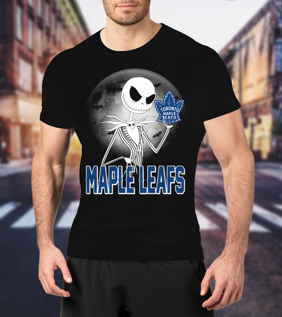 Toronto Maple Leafs Jack Skellington Halloween Moon T-Shirt
