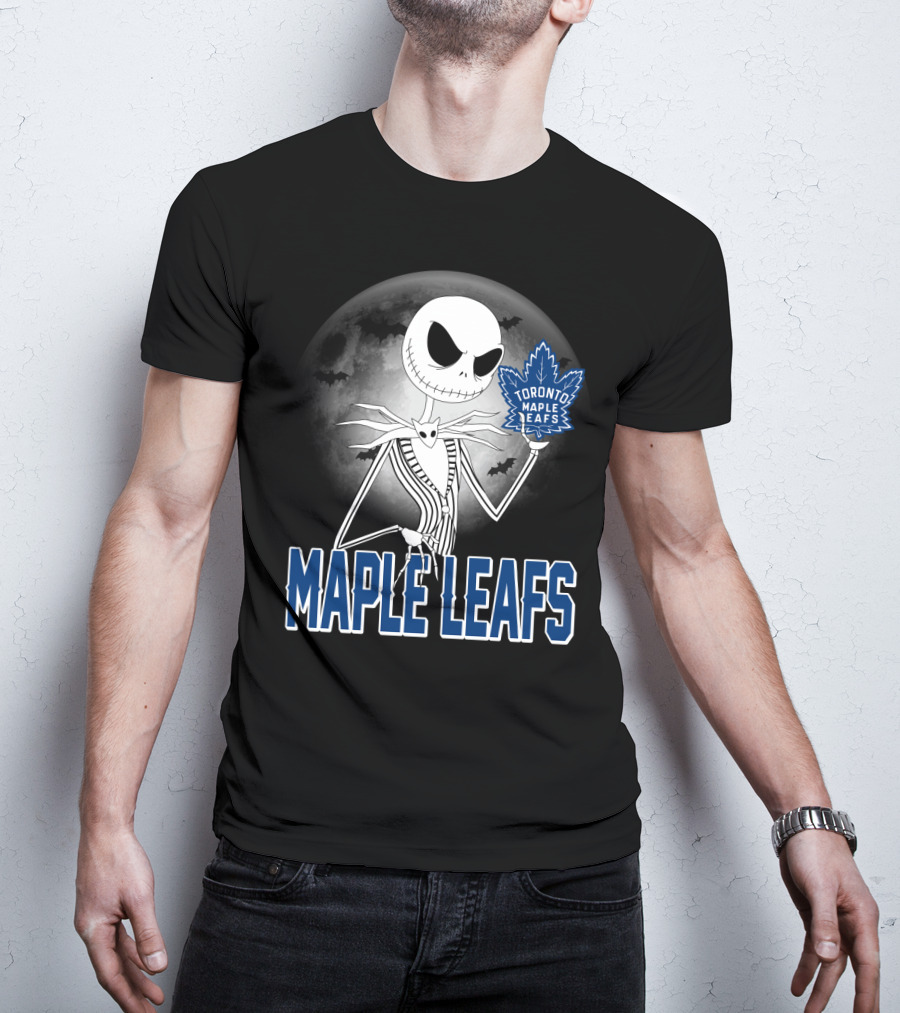 Toronto Maple Leafs Jack Skellington Halloween Moon T-Shirt