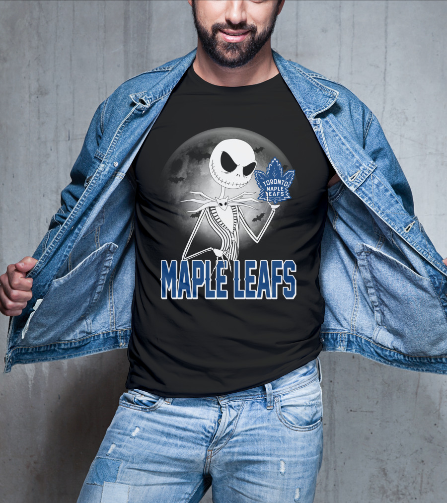 Toronto Maple Leafs Jack Skellington Halloween Moon T-Shirt