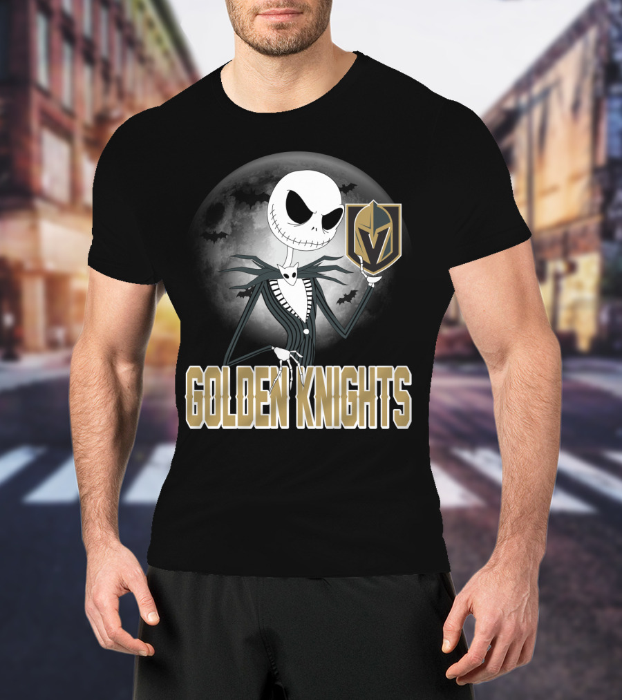 Golden Knights Jack Skeleton Halloween Moon Vegas T-Shirt