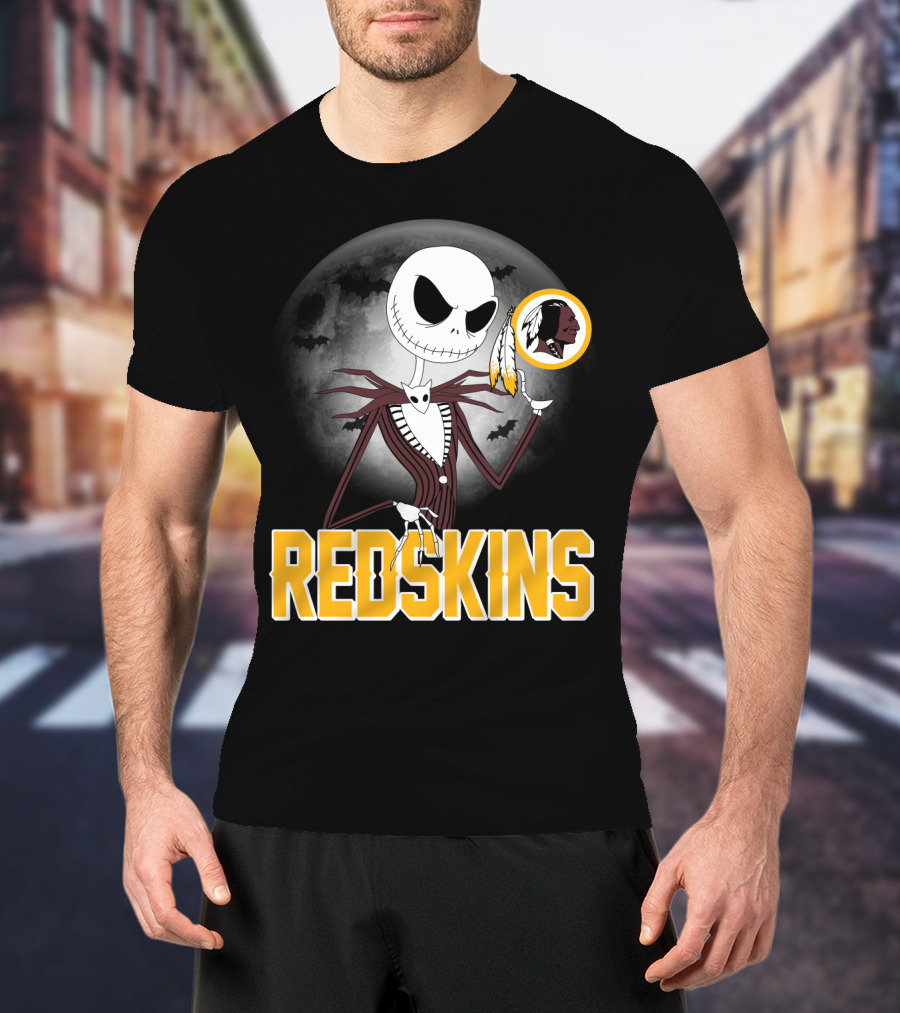 Jack Skellington Moon Redskins Logo Halloween T-Shirt