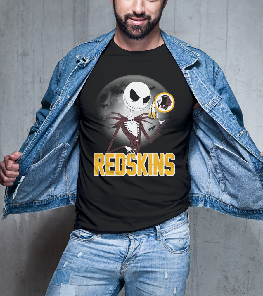 Jack Skellington Moon Redskins Logo Halloween T-Shirt