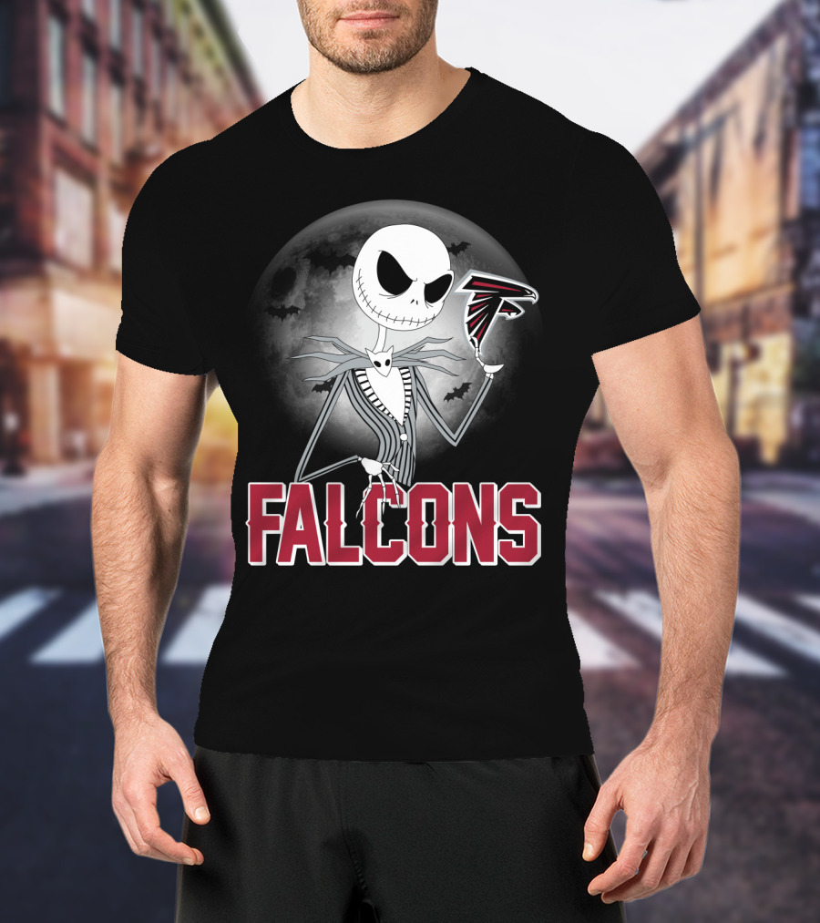 Jack Skellington Halloween Atlanta Falcons Moon T-Shirt
