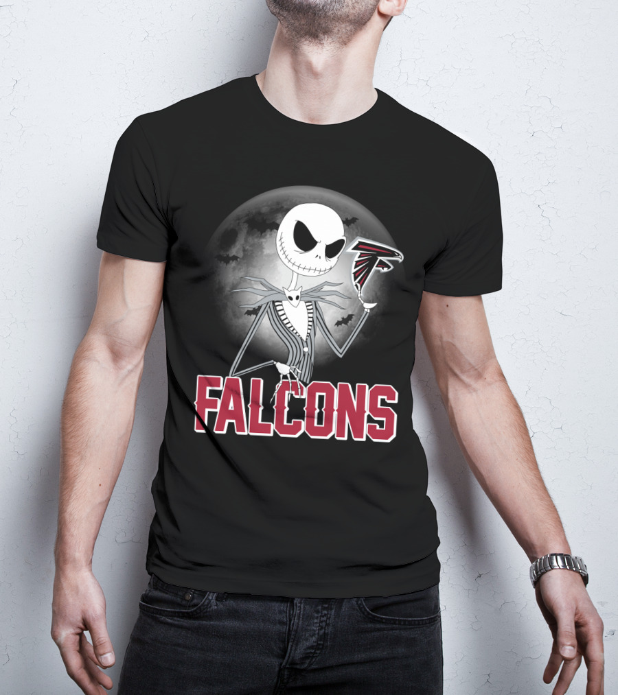 Jack Skellington Halloween Atlanta Falcons Moon T-Shirt