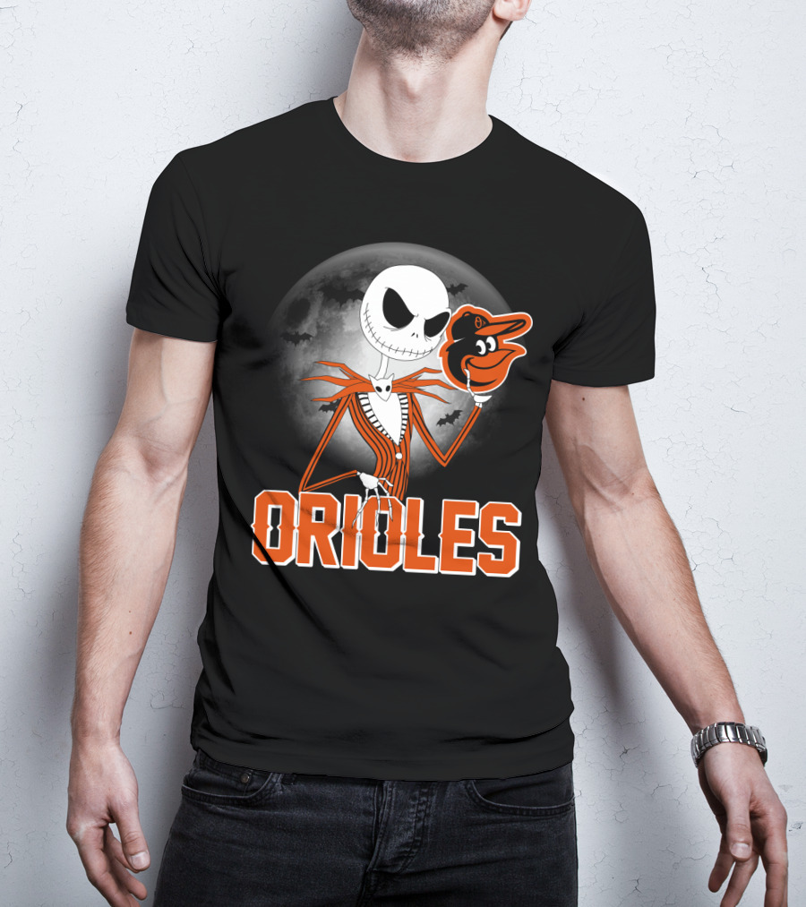 Jack Skellington Halloween Orioless Moon Bat T-Shirt