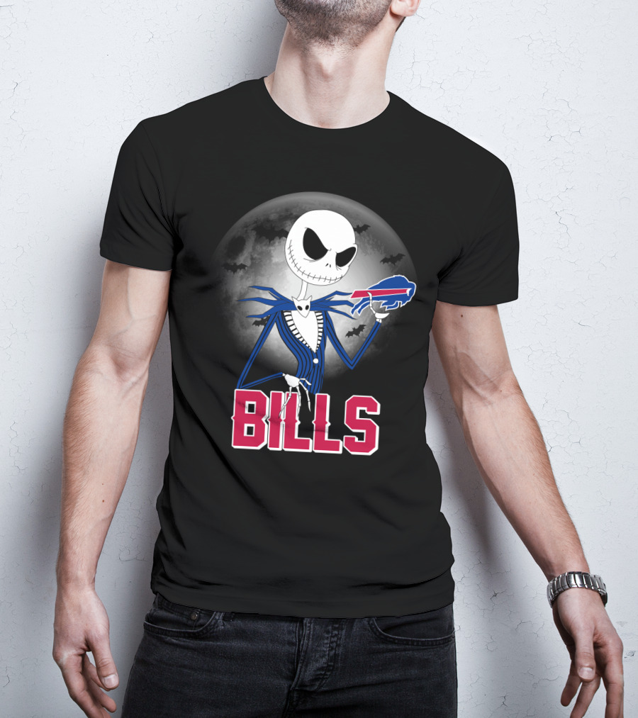 Jack Skellington Halloween Buffalo Bills Moon Bats T-Shirt