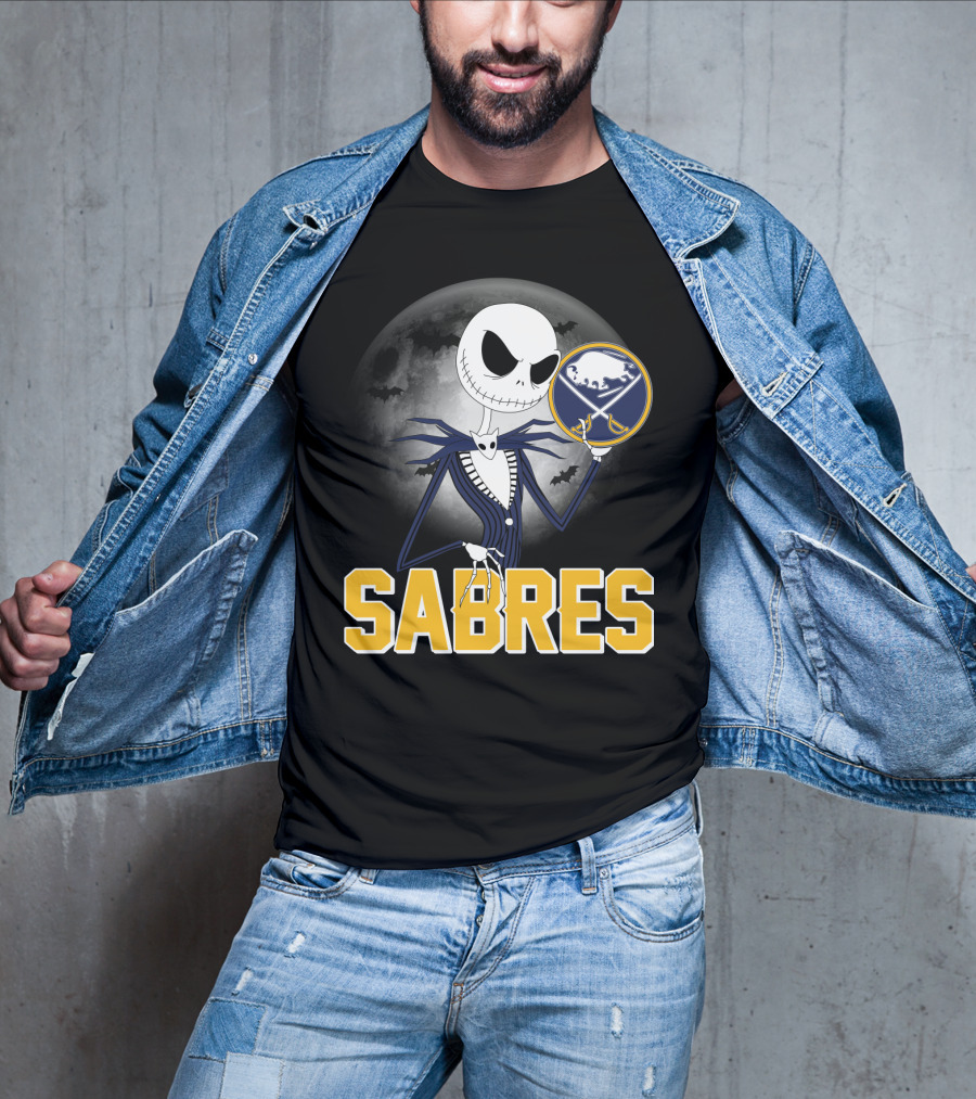 Sabres Jack Skellington Halloween Buffalo Moon Scene T-Shirt