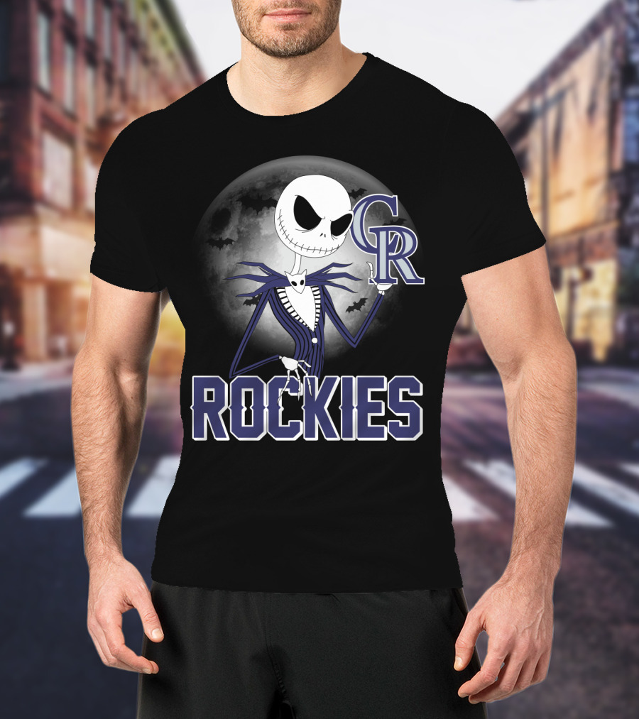 Jack Skellington Halloween Colorado Rockies Moon T-Shirt