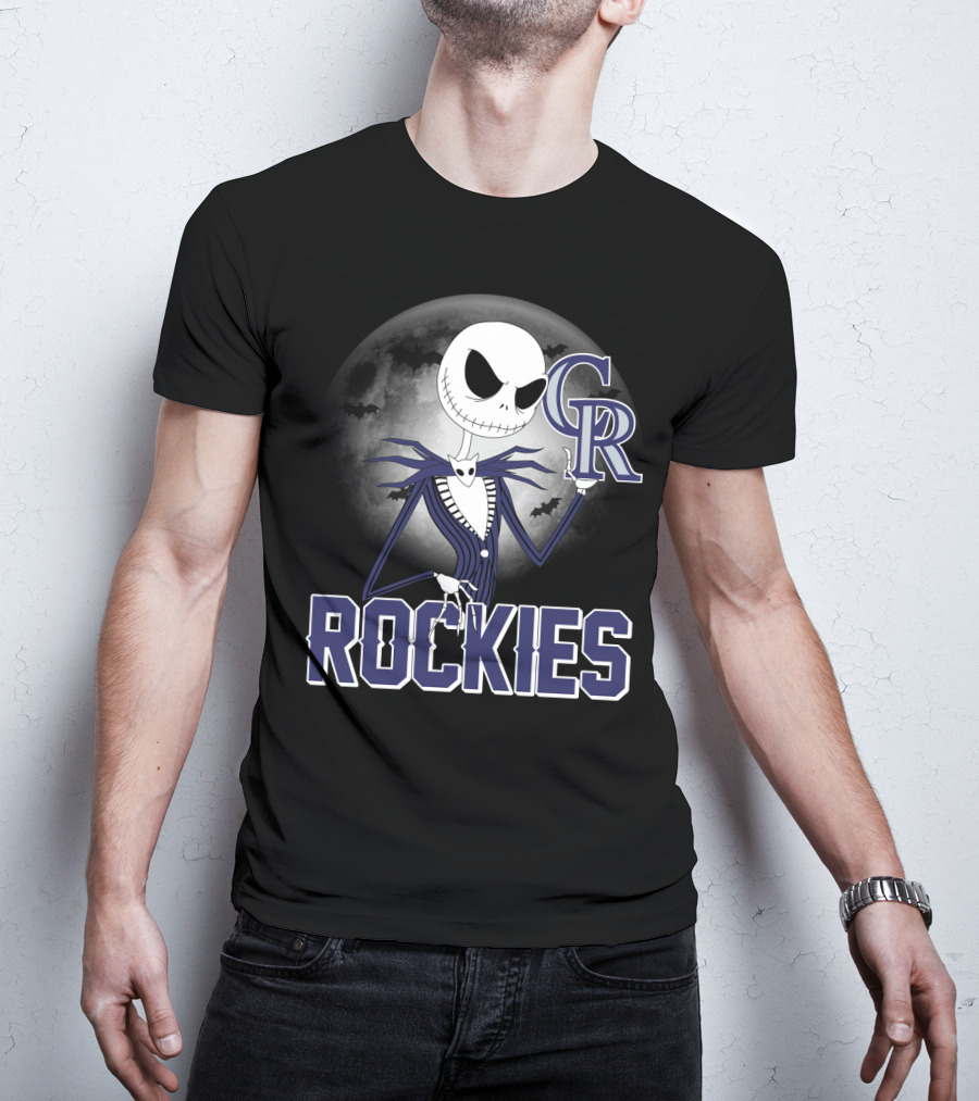 Jack Skellington Halloween Colorado Rockies Moon T-Shirt