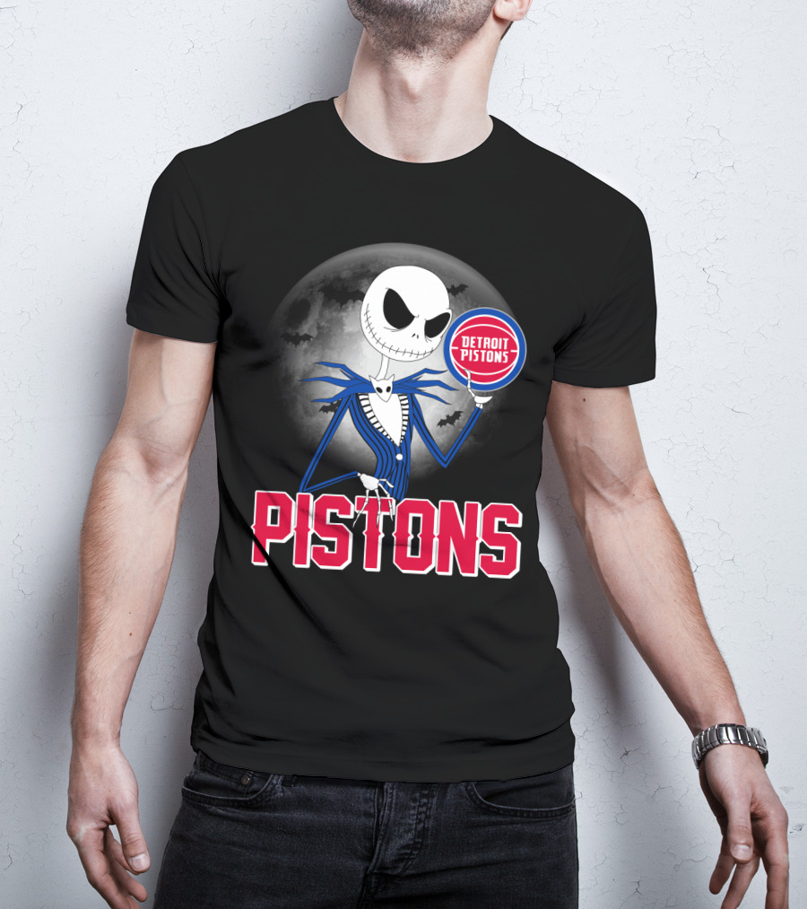 Jack Skellington Detroit Pistons Halloween Moon T-Shirt