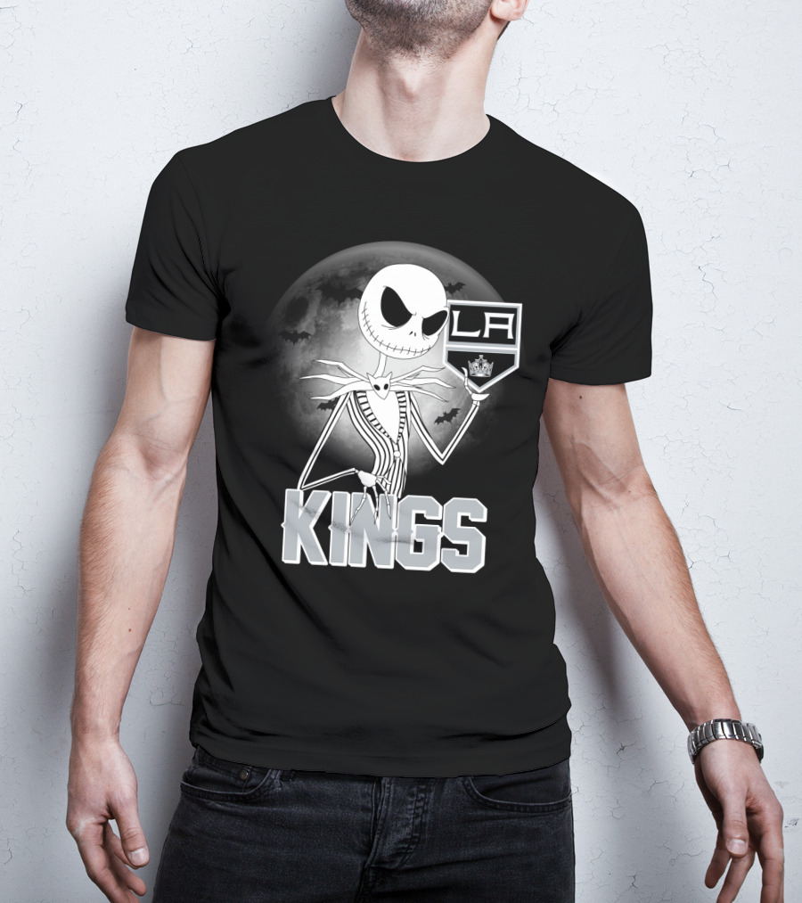 Jack Skellington Los Angeles Kings Halloween Moon Background T-Shirt