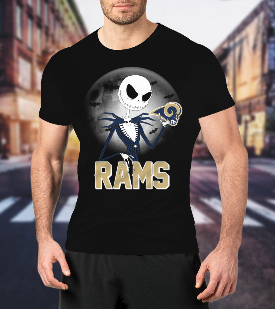 Jack Skellington Halloween Rams Moon Logos T-Shirt