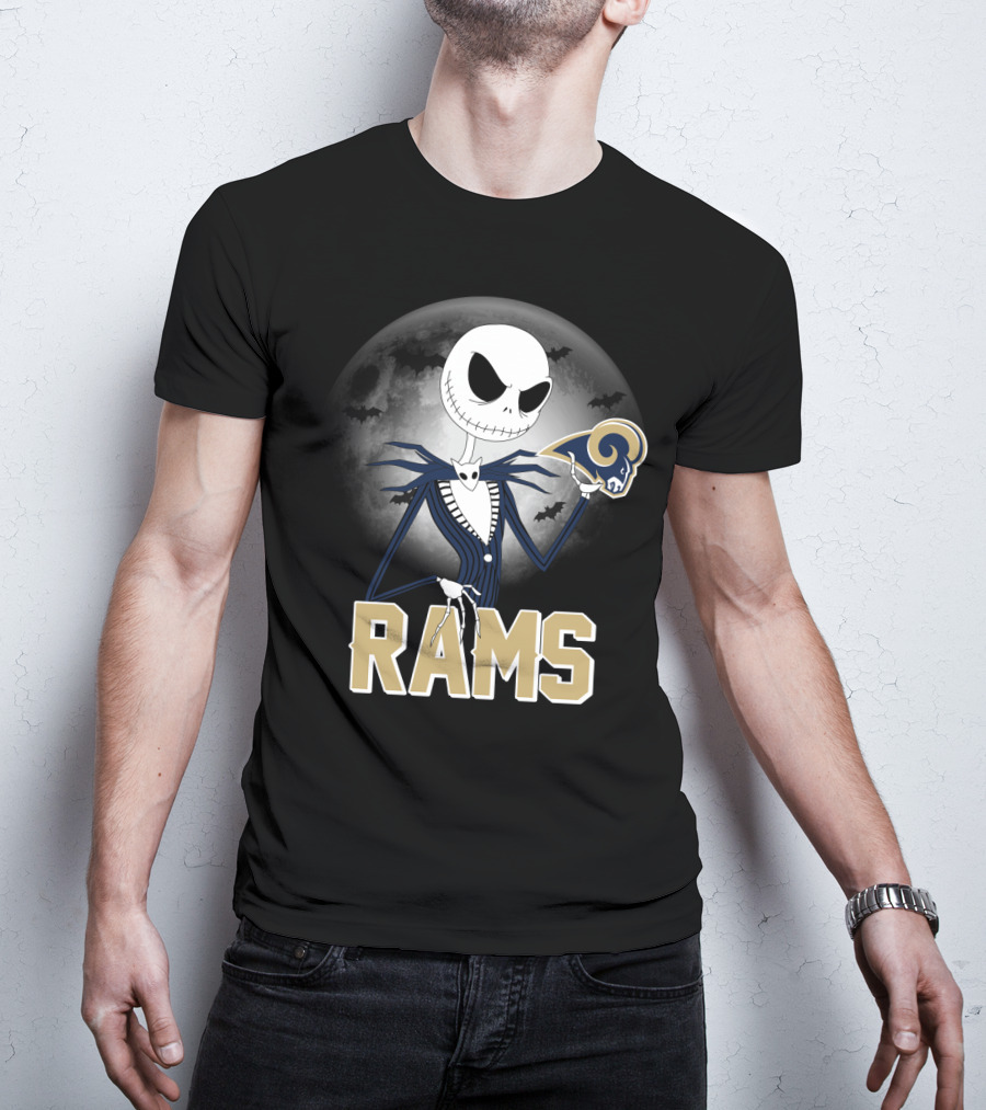 Jack Skellington Halloween Rams Moon Logos T-Shirt