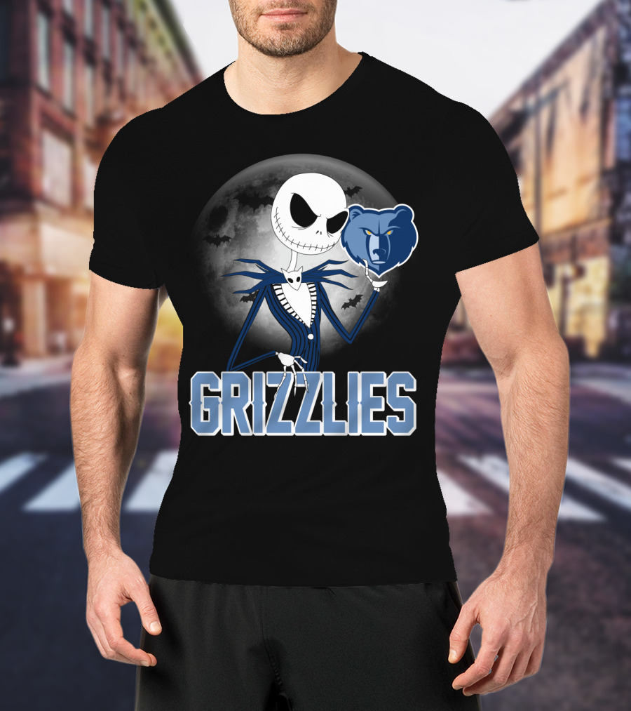 Jack Skellington Grizzlies Halloween Moon T-Shirt