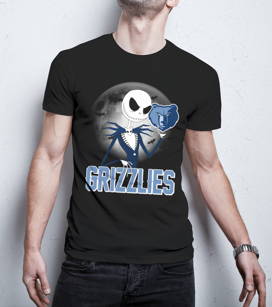 Jack Skellington Grizzlies Halloween Moon T-Shirt