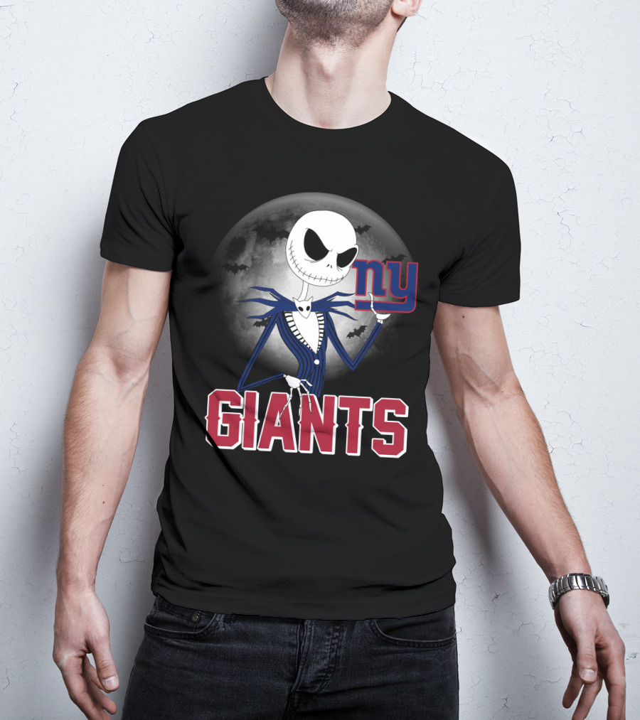 Jack Skellington New York Giants Halloween Moon T-Shirt