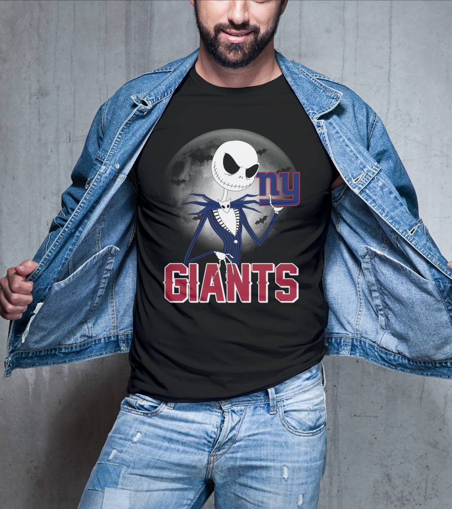 Jack Skellington New York Giants Halloween Moon T-Shirt
