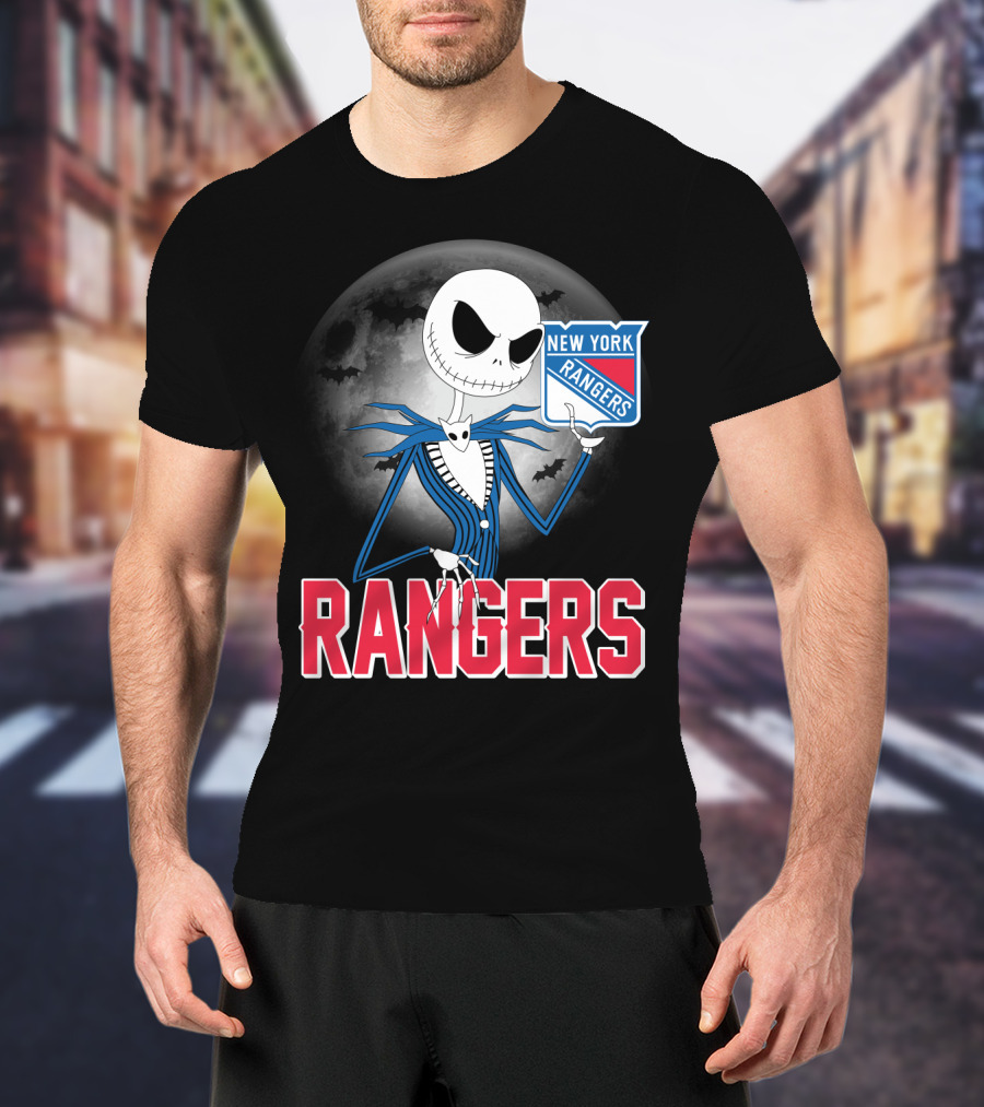 Jack Skellington New York Rangers Halloween Moon T-Shirt