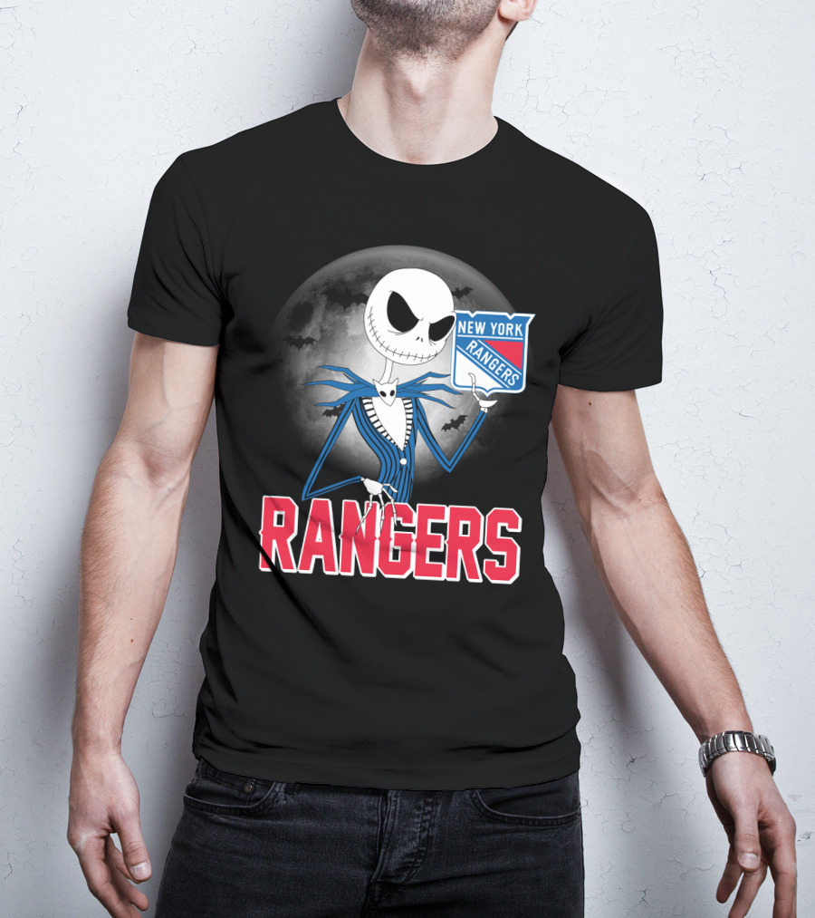 Jack Skellington New York Rangers Halloween Moon T-Shirt
