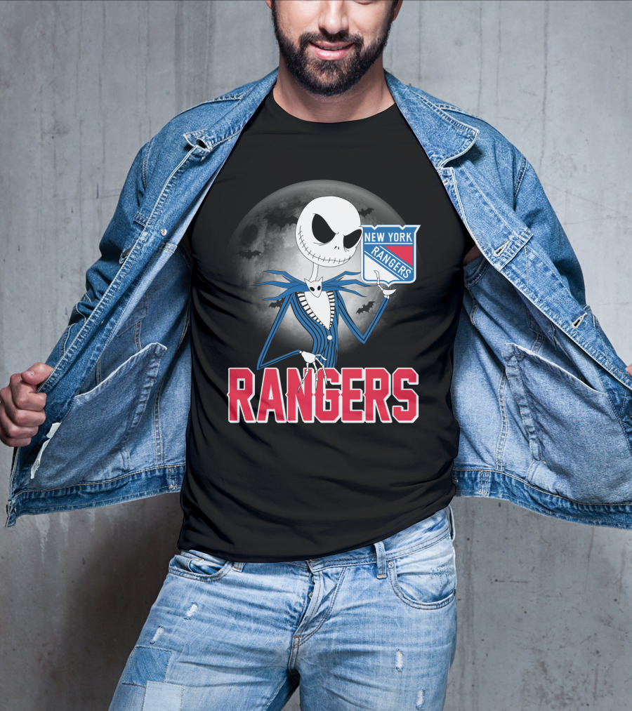 Jack Skellington New York Rangers Halloween Moon T-Shirt