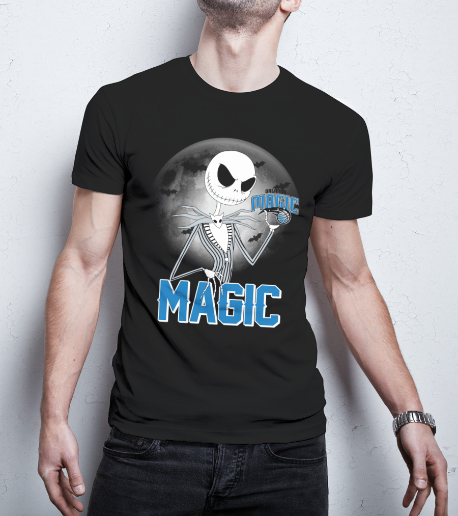 Jack Skellington Orlando Magic Halloween Moon Bats T-Shirt