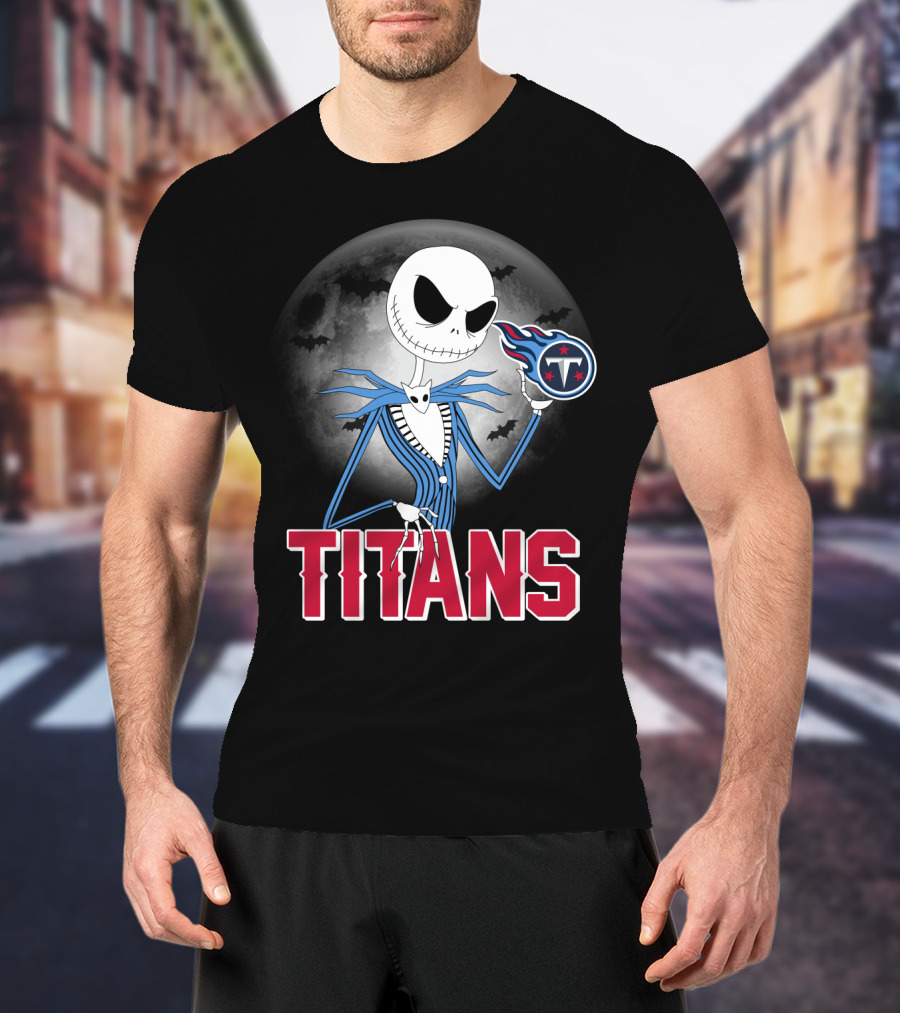 Jack Skellington Titans Halloween Night Tennessee Theme T-Shirt