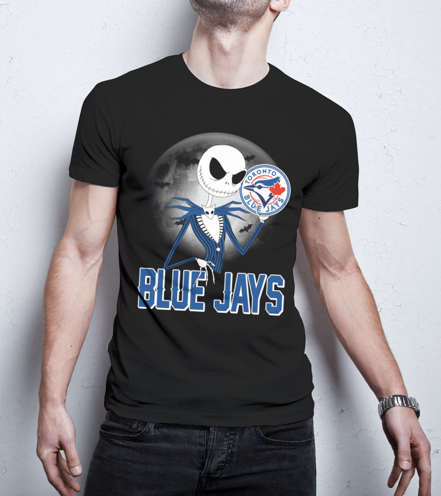 Jack Skellington Toronto Blue Jays Halloween Moon Bats T-Shirt