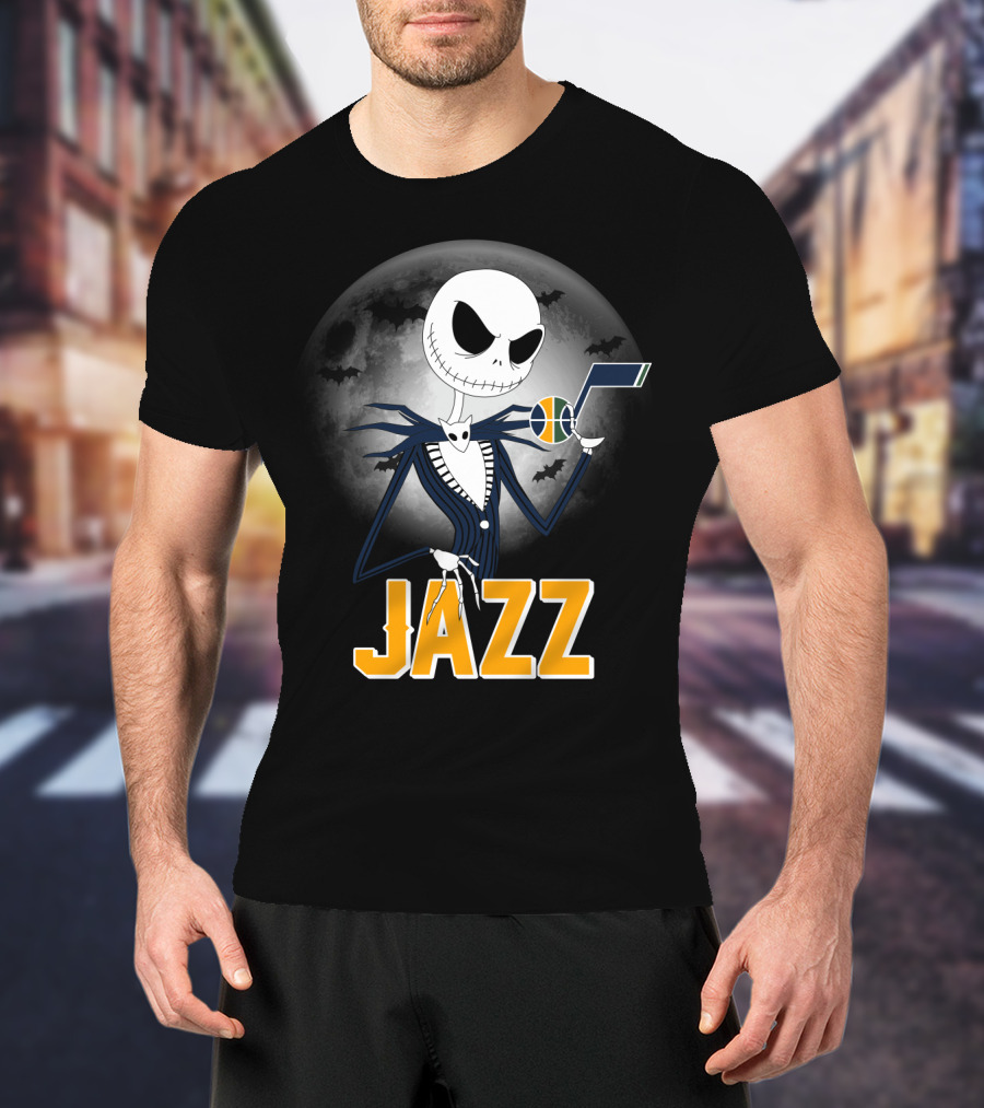 Jack Skellington Halloween Utah Jazz Moonlit Fans T-Shirt