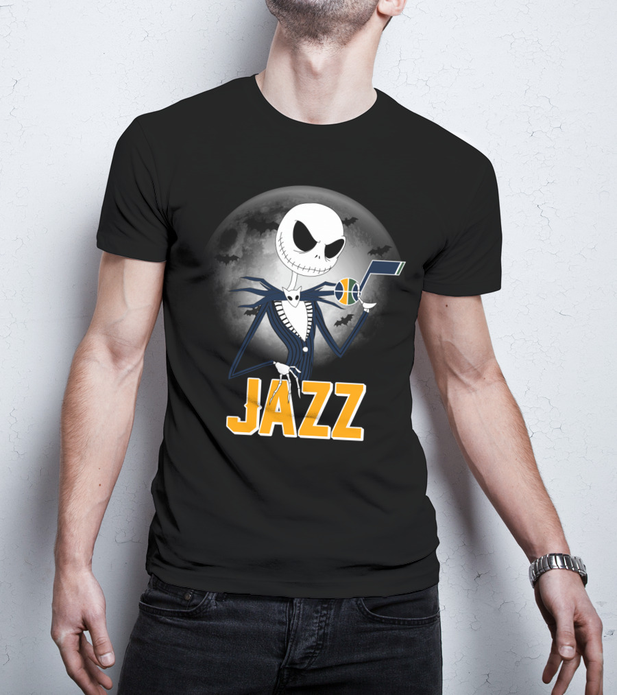 Jack Skellington Halloween Utah Jazz Moonlit Fans T-Shirt