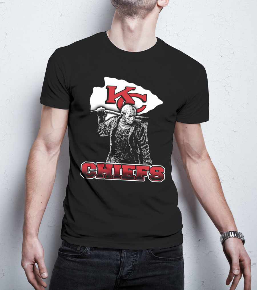 Jason Voorhees With Kansas City Chiefs Logo Chiefs Fans T-Shirt
