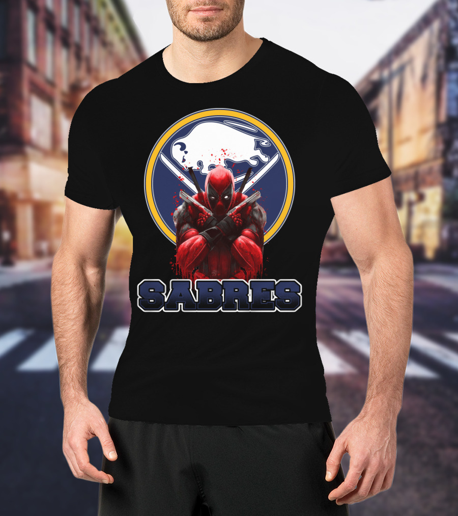 Buffalo Sabres Deadpool Crossed Katanas Fans T-Shirt