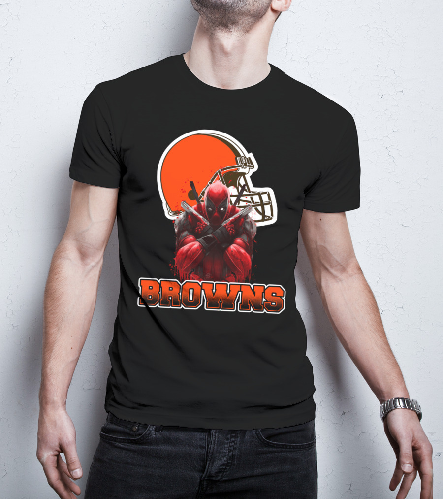 Cleveland Browns Deadpool Crossover Football Fan T-Shirt