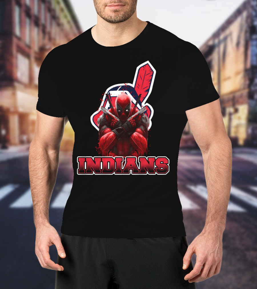 Indians Deadpool Dual Swords Crossover T-Shirt