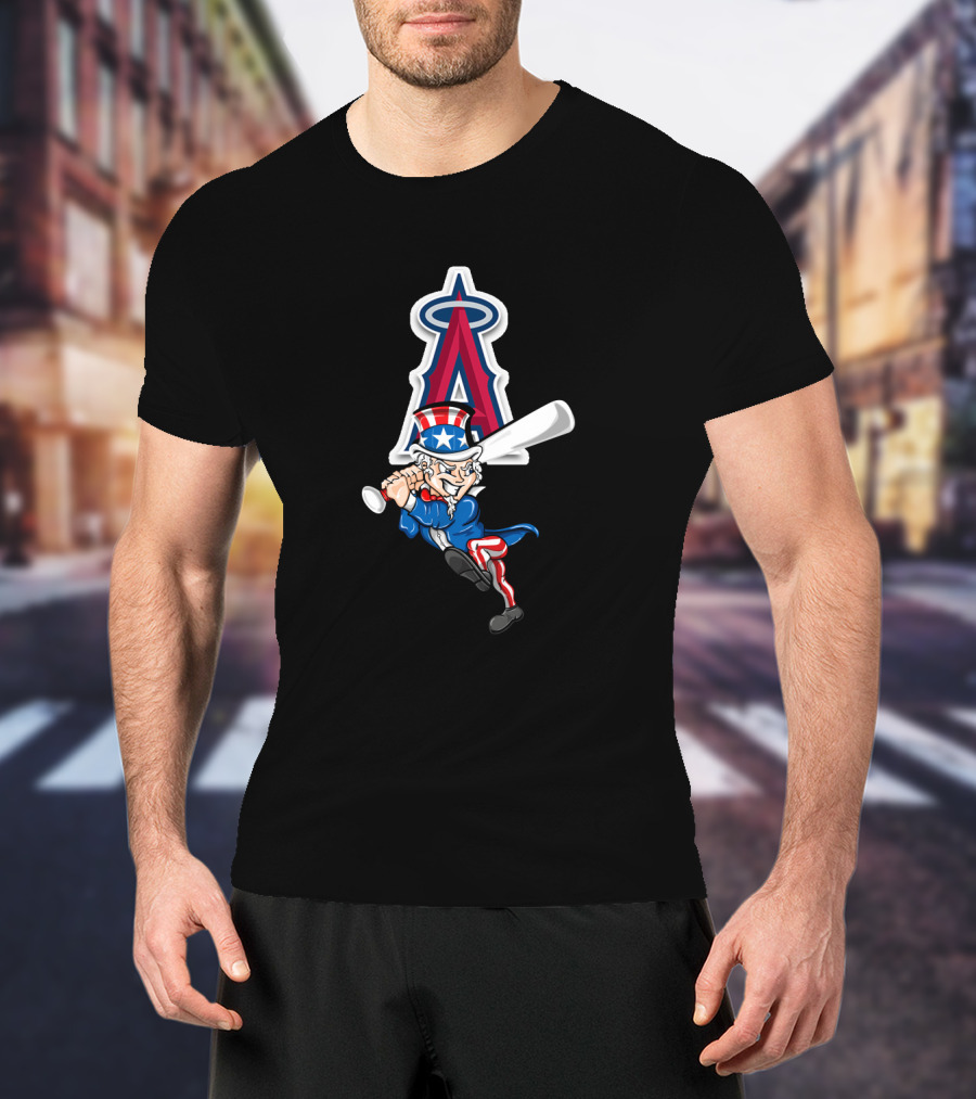 Los Angeles Angels Uncle Sam Baseball Bat 4Th July T-Shirt