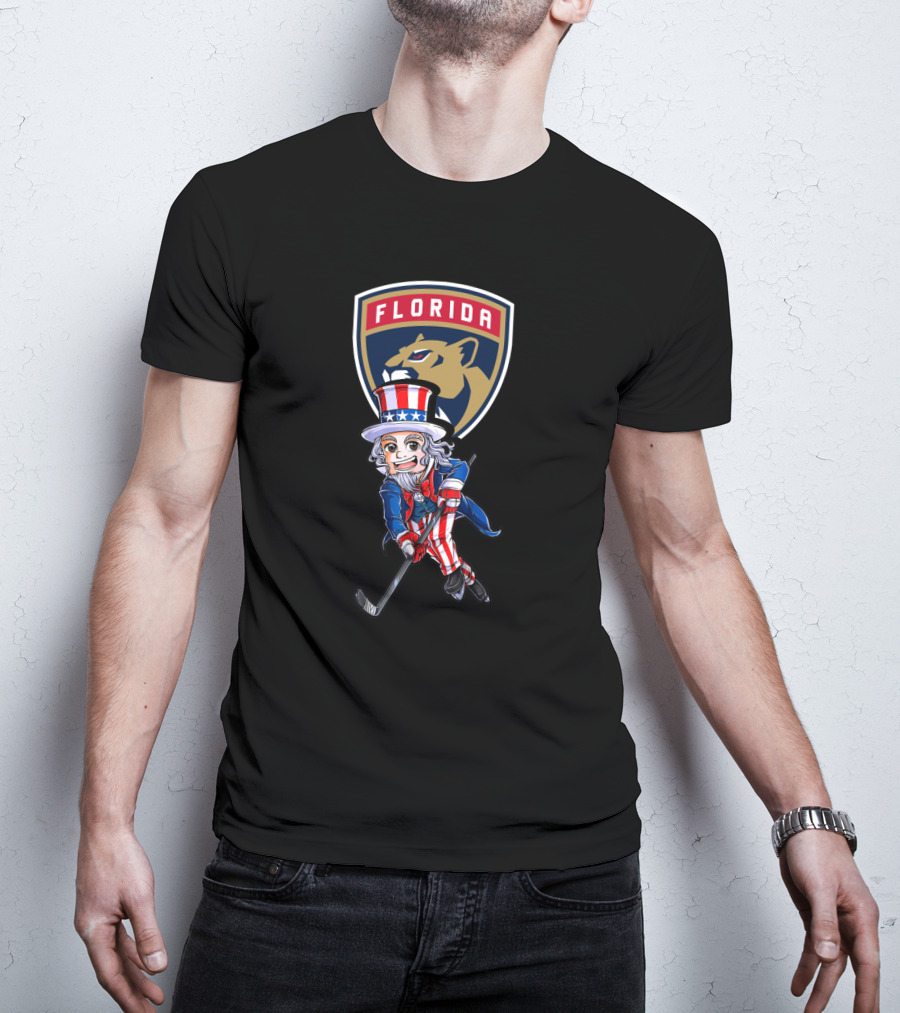 Uncle Sam Hockey With Florida Panthers Logo 4Th Of July T-Shirt